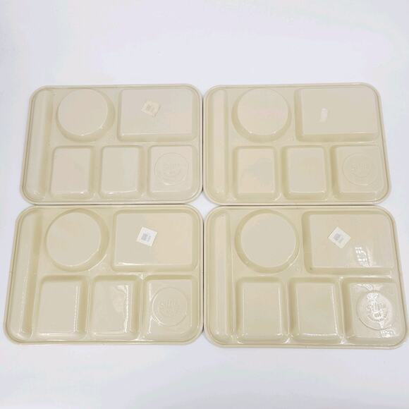 Cafeteria School Food Trays SiLite 614 Vintage 4 Lot Divided 6-Compartment Cream - Picture 6 of 10